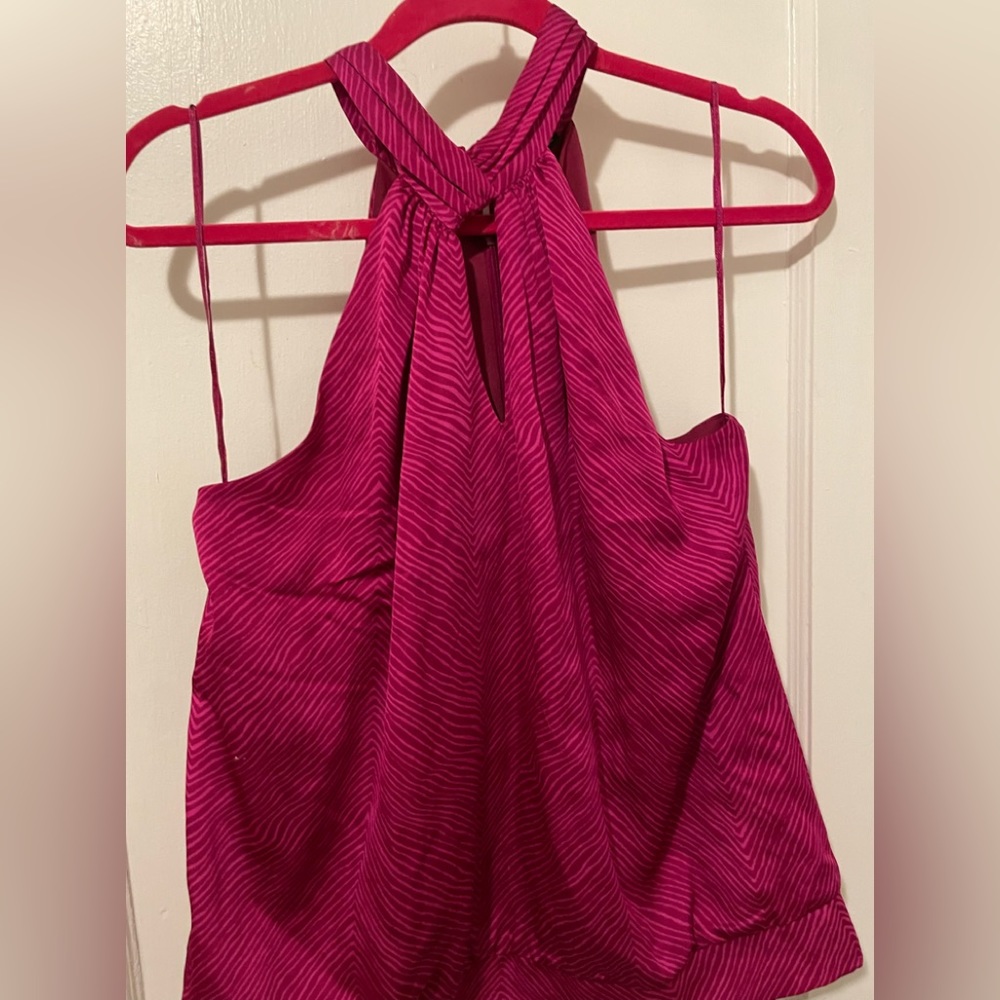 Ann Taylor size 10 halter style pullover with zippered back , shirt sleeve top